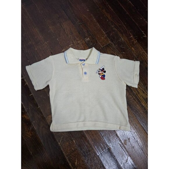 Vintage 80s Disney Mickey's Stuff for Kids Pastel Yellow Polo Shirt Baseball 2T - Picture 9 of 9